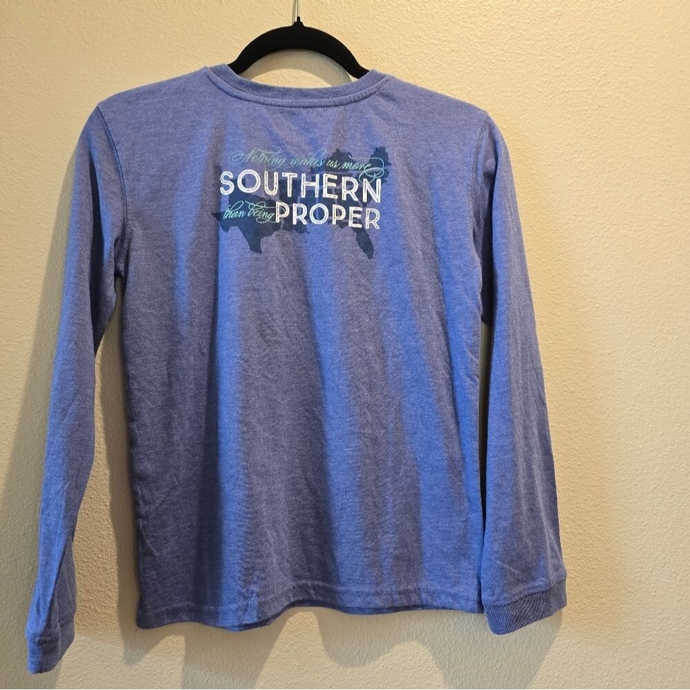 Southern Proper Being Southern Boys Long Sleeve Crew Neck T-Shirt Blue Youth L
